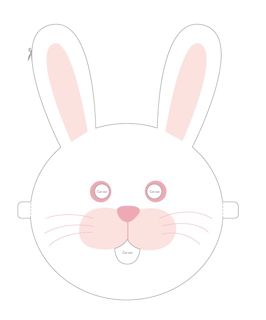 çocuklar için hazır kağıttan Tavşan maskesi şablonu